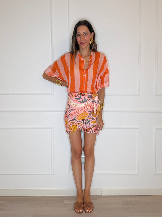 Camicia righe rosa/arancio
