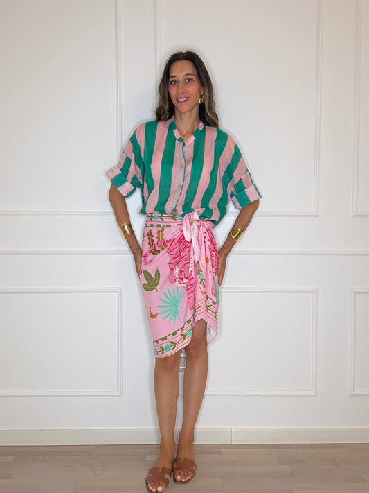 Camicia righe rosa/verde