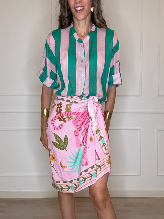 Camicia righe rosa/verde