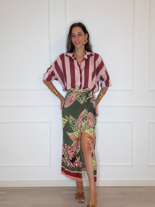 Camicia righe cipria/bordeaux