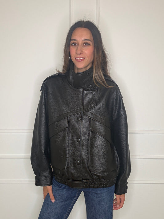 Bomber ecopelle collo imbuto