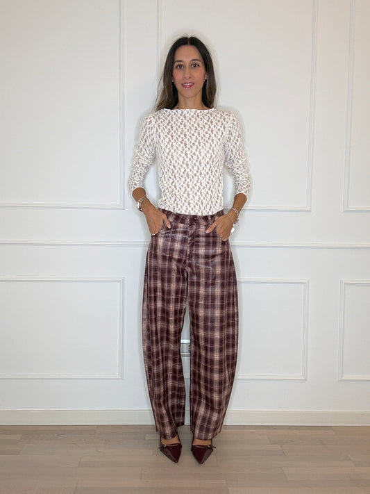 Pantalone check spalmato