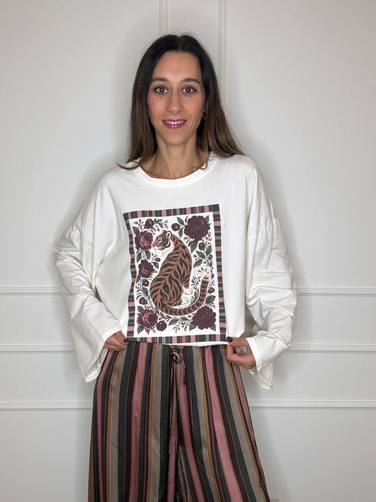 T-shirt manica ampia tigre