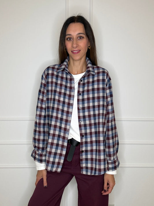 Camicia check vino/blu