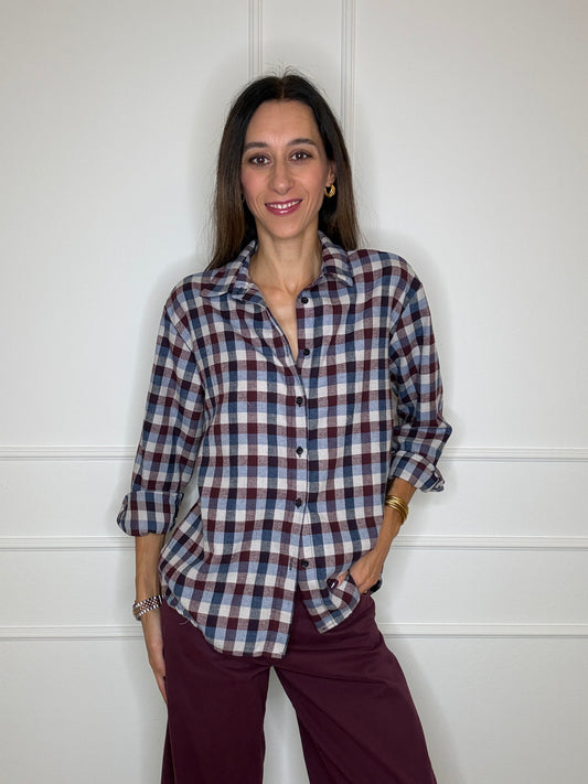 Camicia check vino/blu