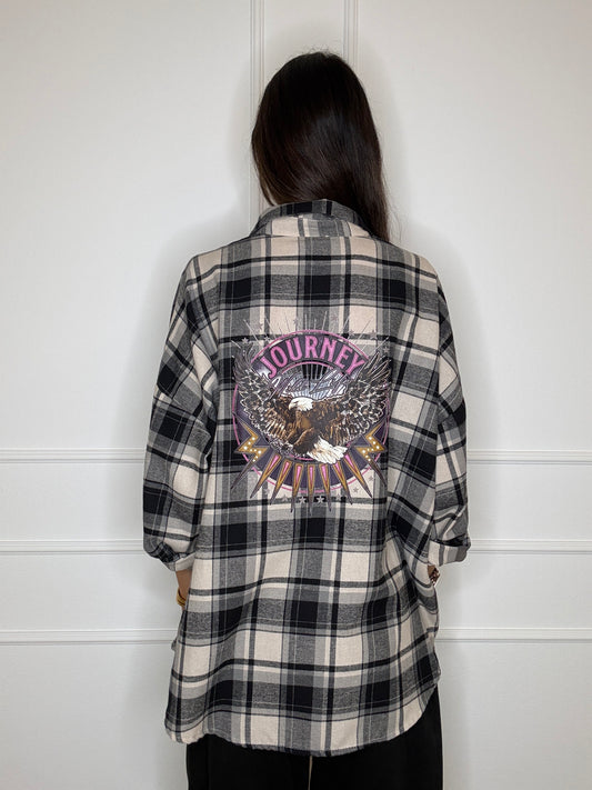 Camicia check stampa rock