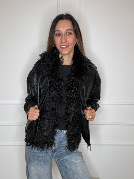 Giubbino ecopelle con ecofur