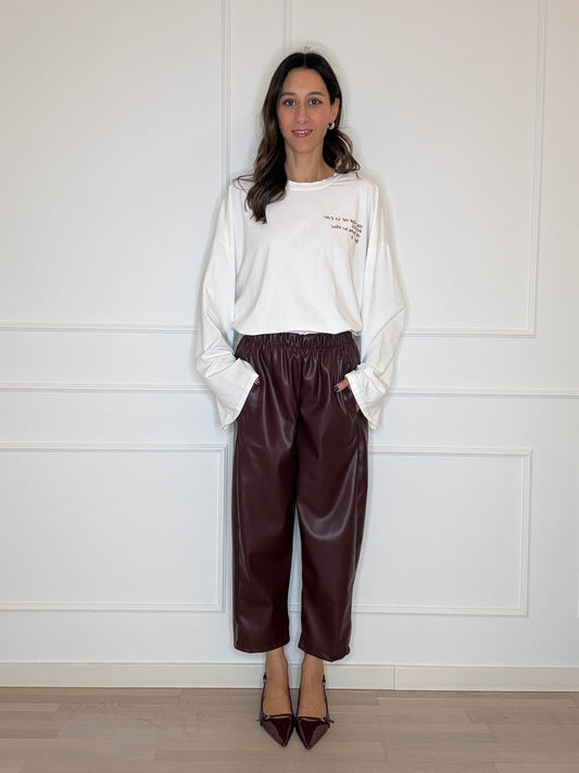 Pantalone ecopelle con elastico