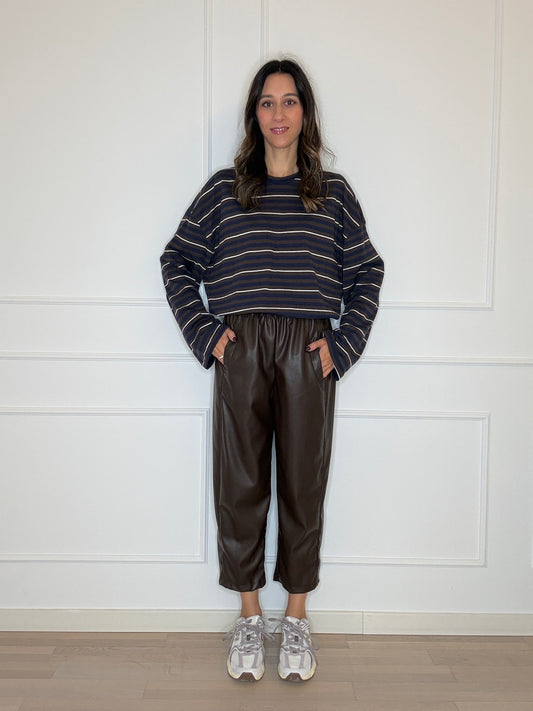 Pantalone ecopelle con elastico