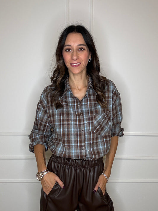 Camicia check con strass