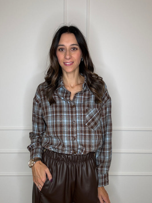 Camicia check con strass
