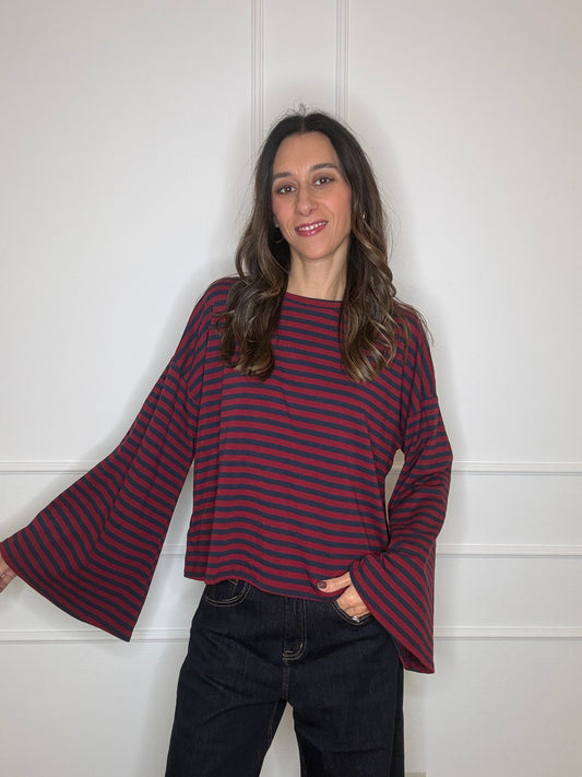 T-shirt righe manica ampia