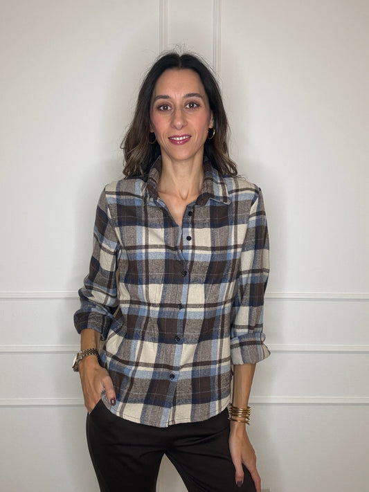 Camicia check con arricciatura
