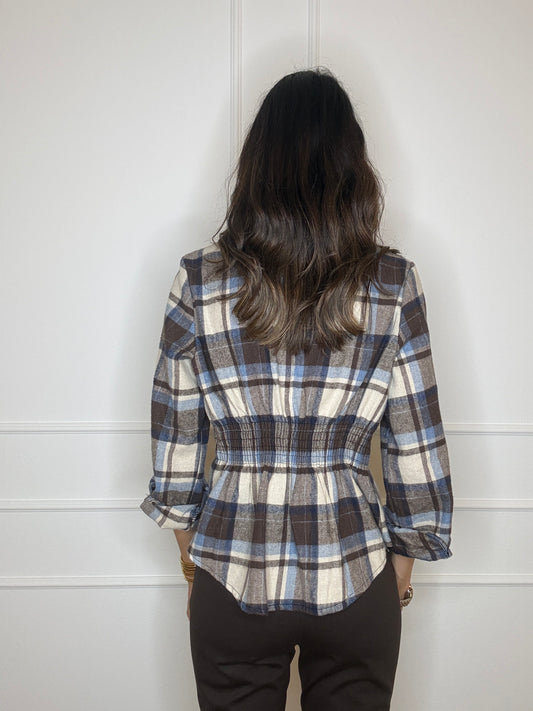 Camicia check con arricciatura