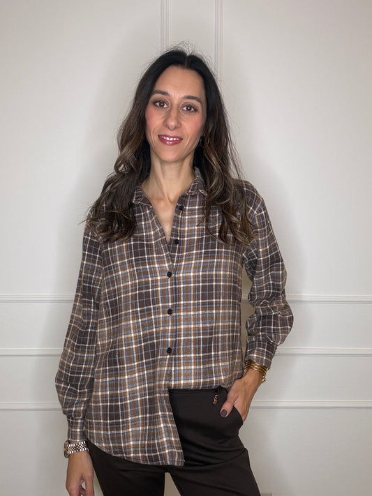 Camicia check camel/moro/celeste