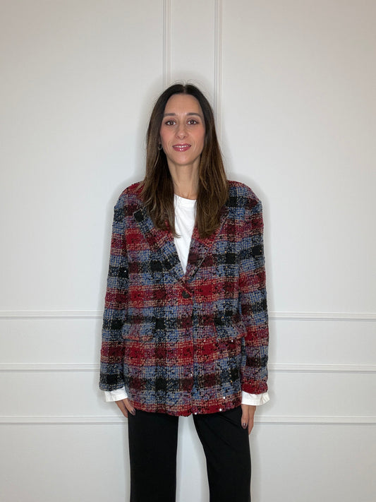 Blazer check paillettes