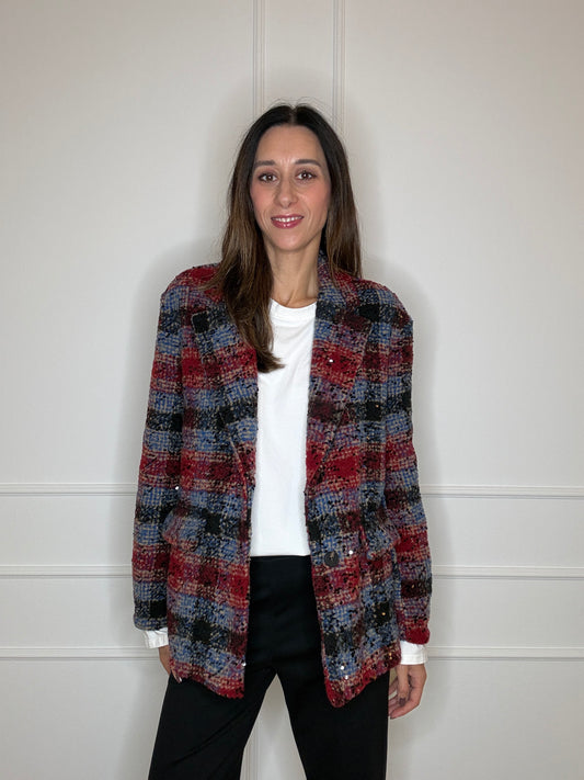 Blazer check paillettes