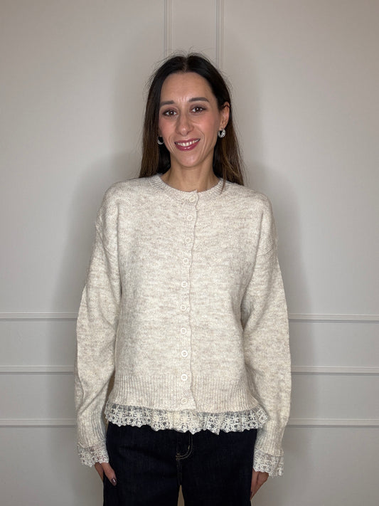 Cardigan bordo pizzo
