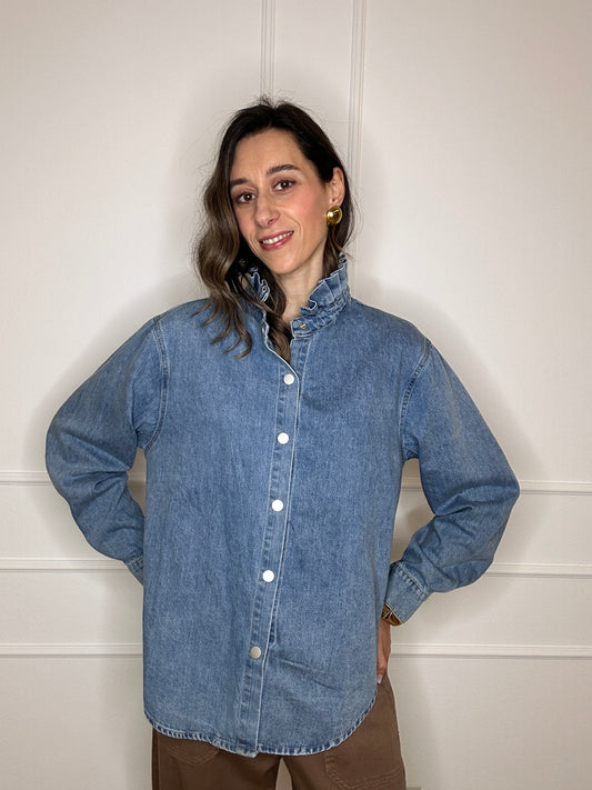 Camicia jeans rouches