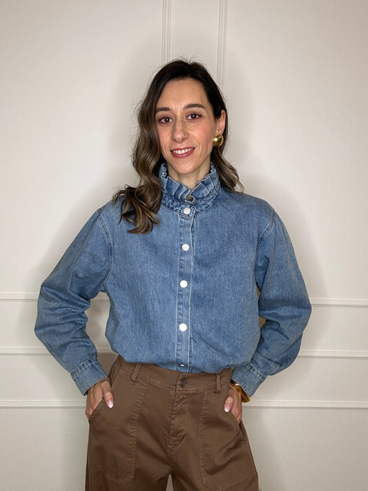 Camicia jeans rouches