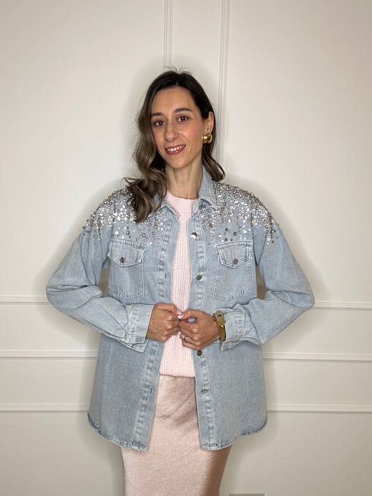 Camicia denim strass