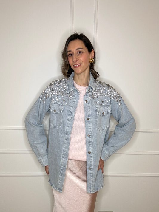 Camicia denim strass