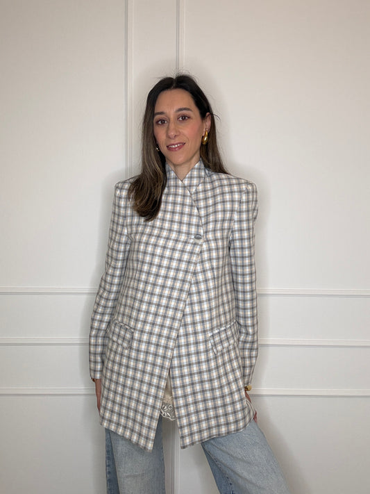 Blazer microcheck bottone alto