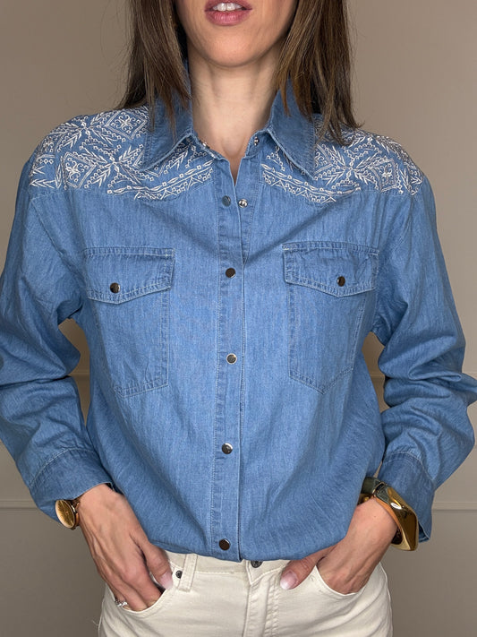 Camicia denim ricami