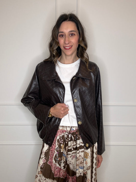 Bomber ecopelle intrecciata