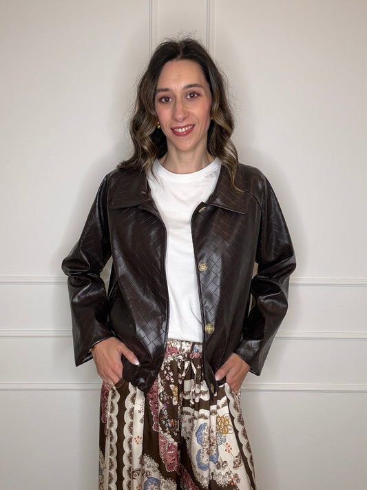 Bomber ecopelle intrecciata