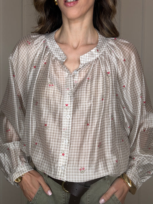 Blusa vichy fiorellini