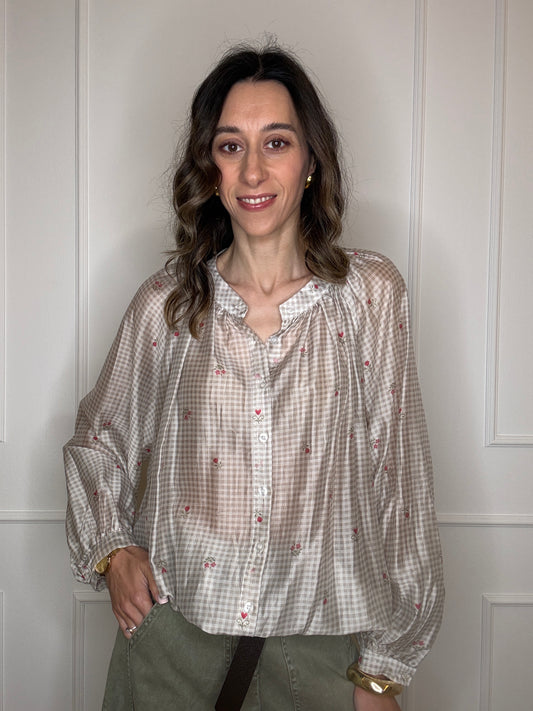 Blusa vichy fiorellini