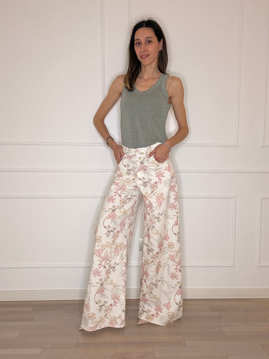 Jeans palazzo fiori