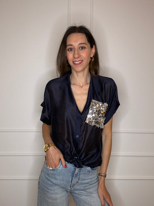 Camicia tasca paillettes