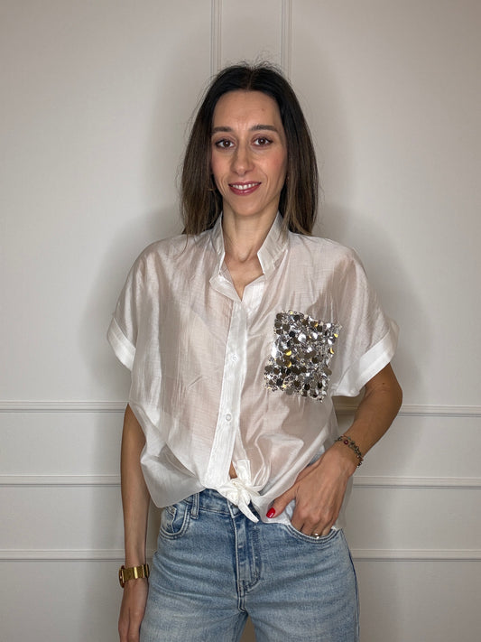 Camicia tasca paillettes