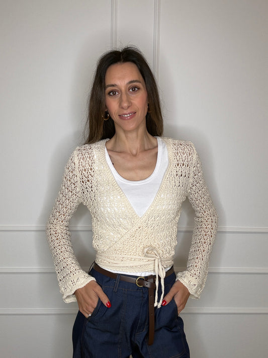Cardigan incrociato traforato