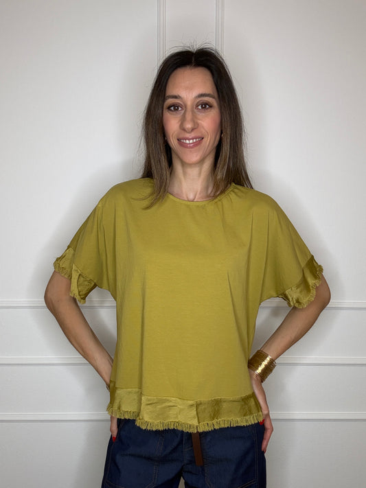 T-shirt frangette bottoncini