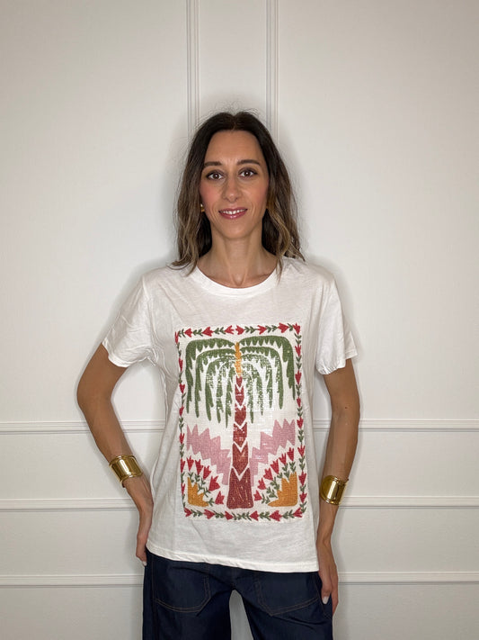 T-shirt palma micropaillettes