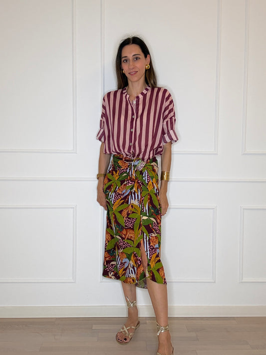 Camicia righe rosa/vino