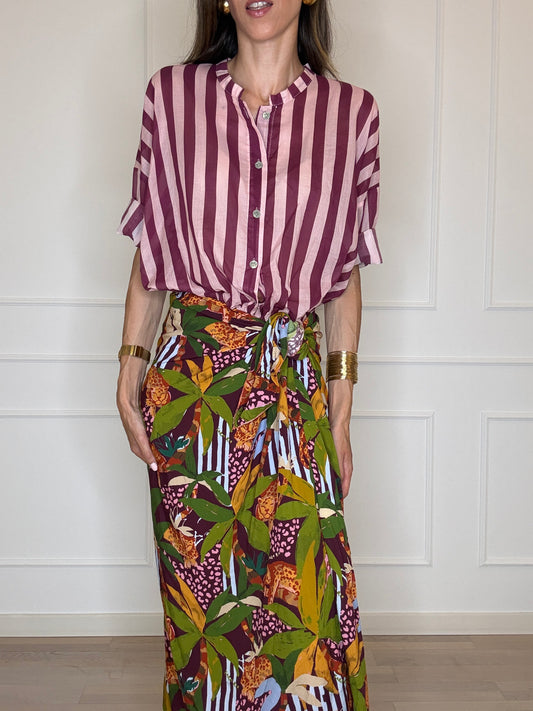 Camicia righe rosa/vino